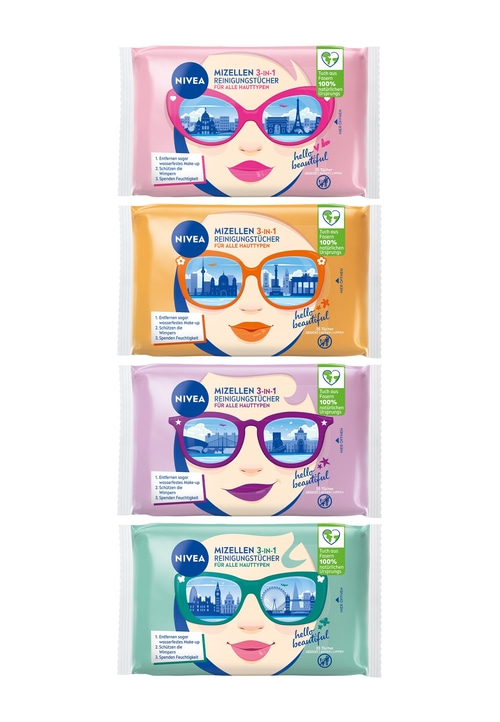 Nivea Mizellen Reinigungstücher, 3-in-1, für alle Hauttypen, entfernt Make-up, schützt Wimpern, spendet Feuchtigkeit