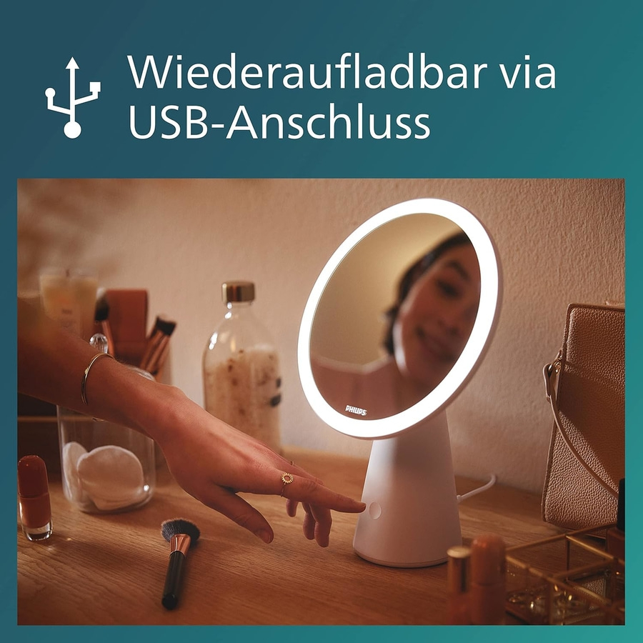 Philips LED Mirror Spiegelleuchte DSK205 3 Lichteinstellungen USB Akku rose NEU