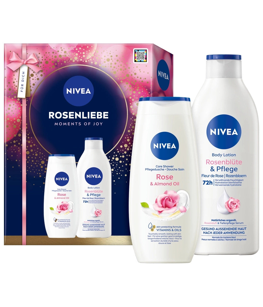 Nivea Rosenliebe Geschenkset mit Body Lotion und Duschgel