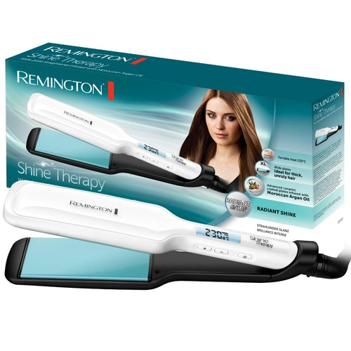 Remington Shine Therapy Haarglätter mit Arganöl, ideal für dickes, widerspenstiges Haar.