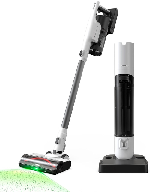 Tineco Staubsauger mit Ladestation, weiß und grau, modern