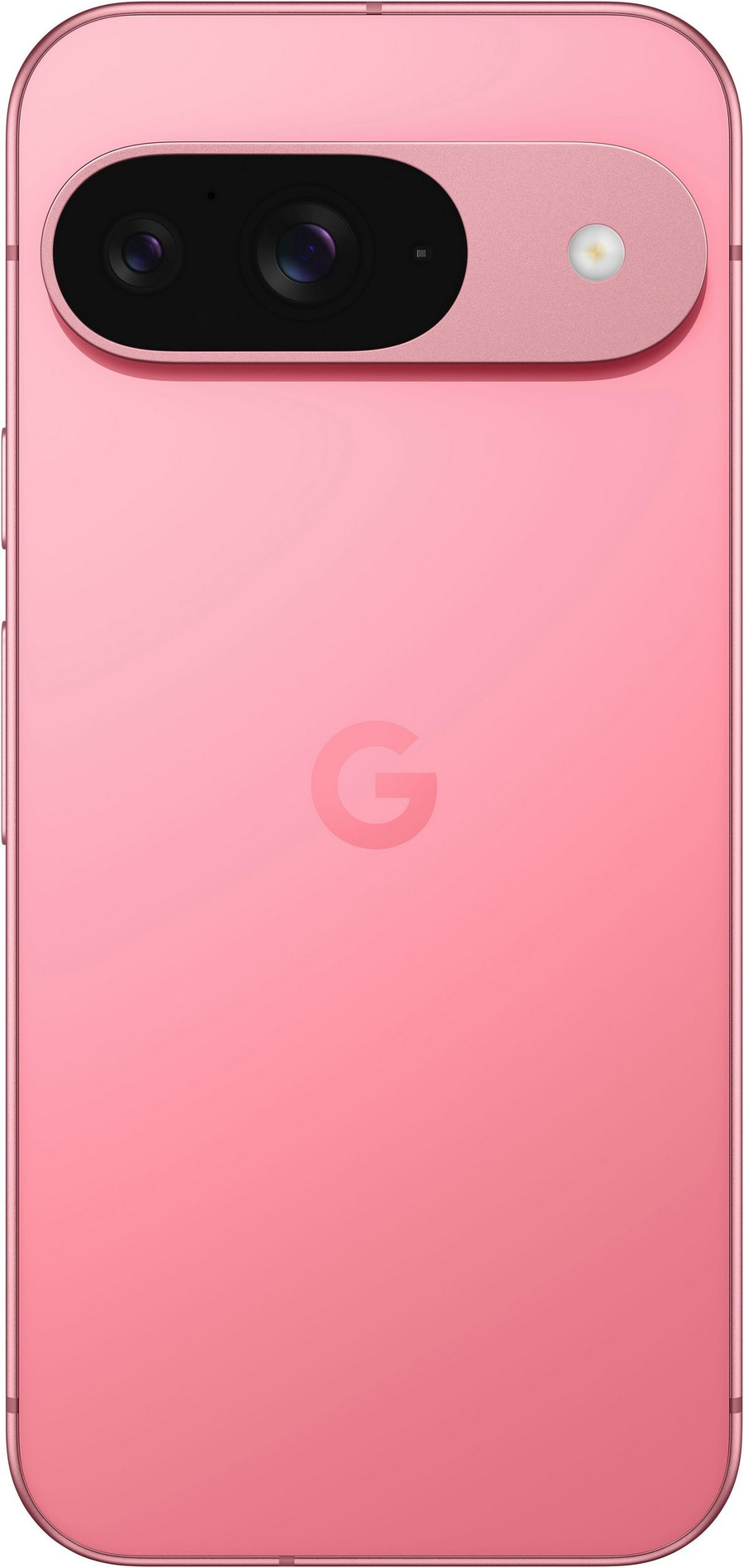 Eine rosa Google Pixel 7 Handy-Rückseite mit Kameramodul und Google-Logo.