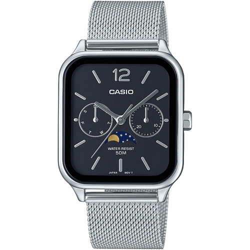 CASIO Armbanduhr MTP-M305M-1AVER Quarz Datum Mondphase 45/34 mm silber B-WARE