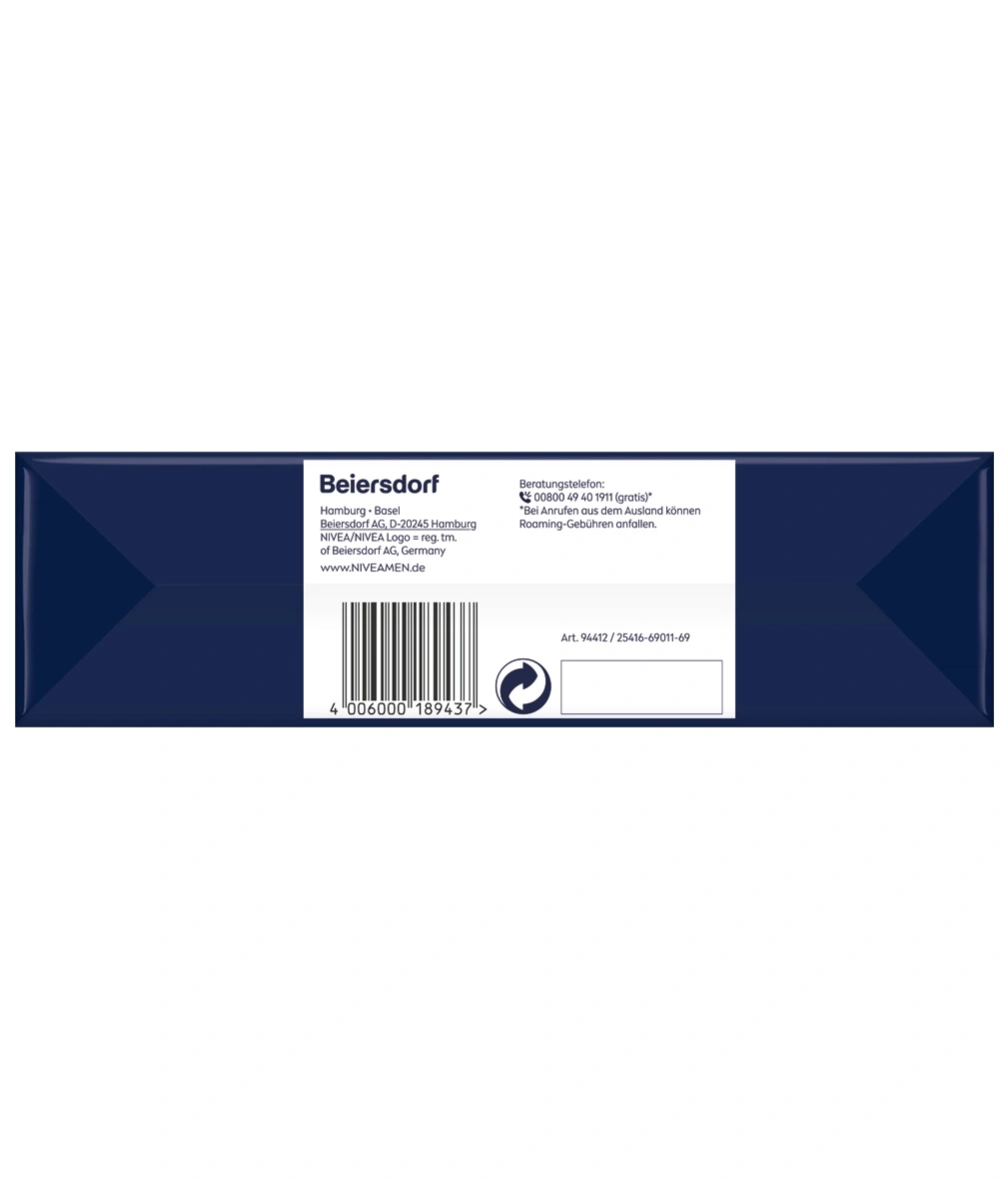 Produktinformationen und Barcode auf der Verpackung von Beiersdorf AG.