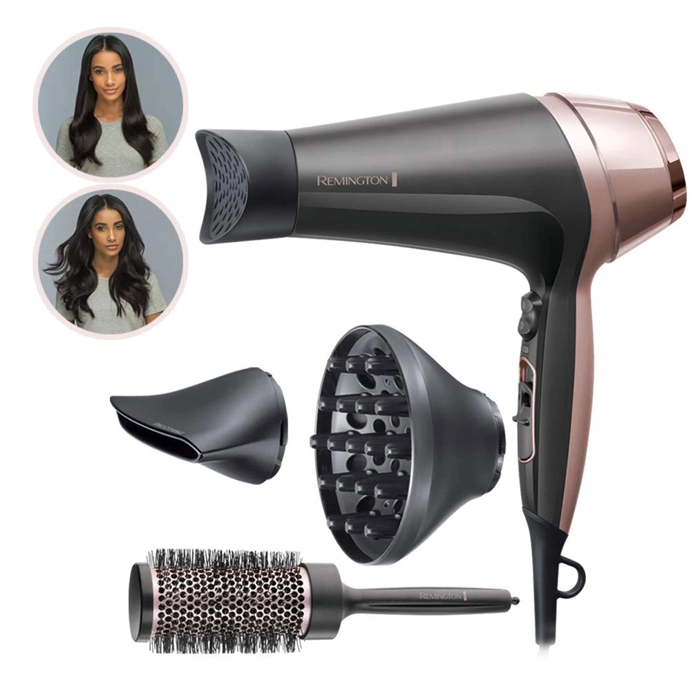 Haartrockner-Set mit Aufsätzen und Rundbürste, Remington-Marke, für Styling