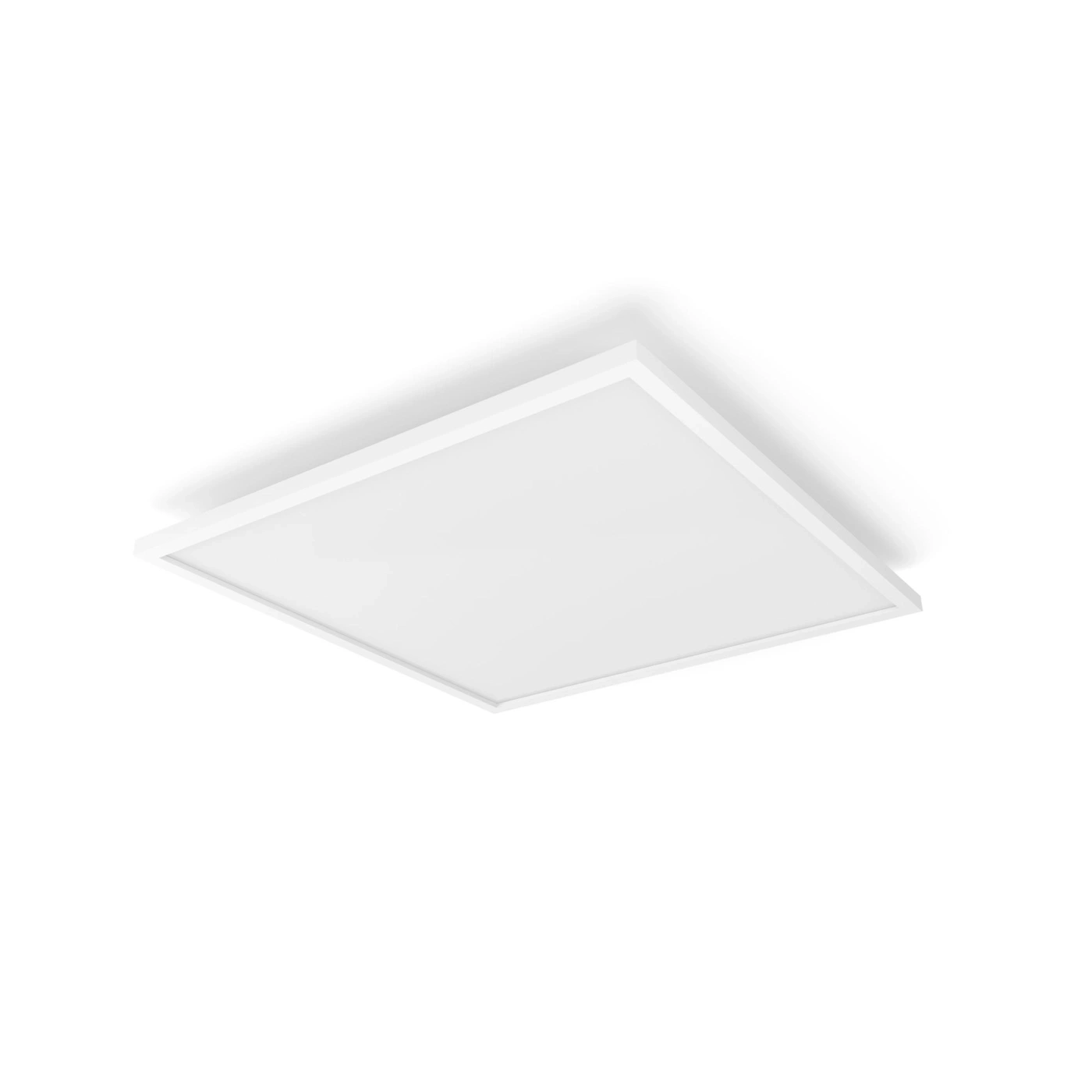 Ein quadratisches, weißes Deckenpanel mit einem dünnen Rahmen.