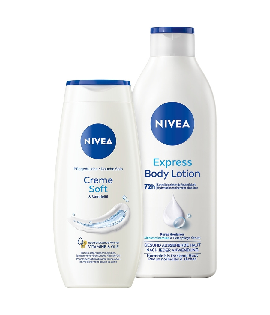 NIVEA Zarte Verwöhn-Momente 2 x Geschenkset, Soft Pflegedusche + Body Lotion