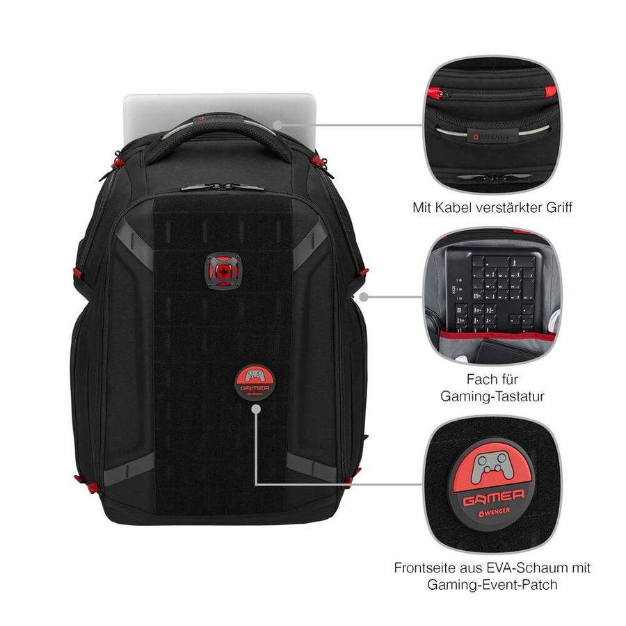 WENGER Gaming-Laptop-Rucksack PlayerOne 17,3" Laptop USB Tablet-Fach 29L Schwarz