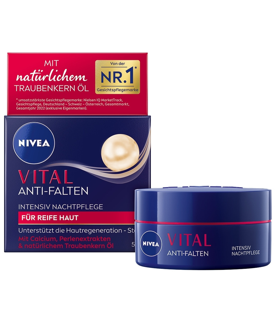 NIVEA Nachtpflege VITAL Anti-Falten Intensiv Nachtcreme reife Haut 2 x 50 ml
