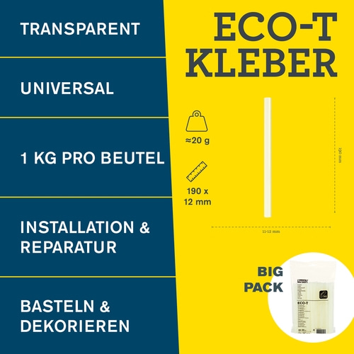 RAPID ECO-T Heißklebesticks 1kg Universal Transparent 12mm x 190mm 40302798