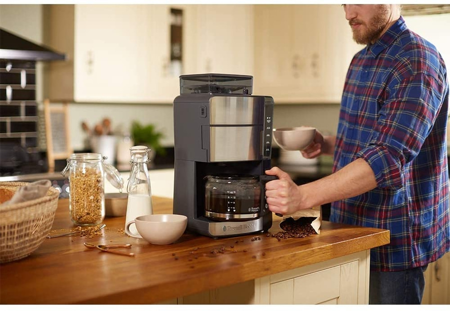RUSSELL HOBBS Kaffeemaschine mit Mahlwerk Grind&Brew 25610-56 3 Mahlgrade Timer