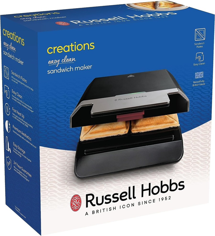 RUSSELL HOBBS Sandwichtoaster Sandwichmaker Easy Clean Edelstahl 750 Watt