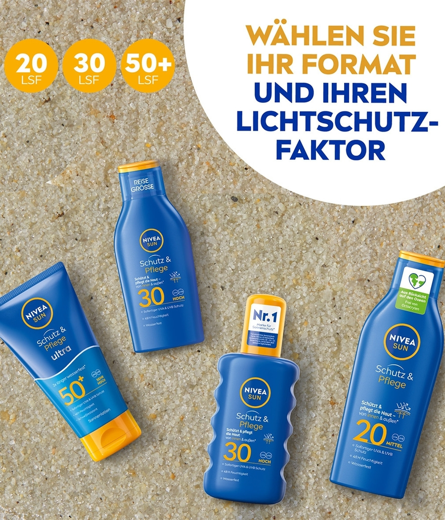 NIVEA SUN Schutz & Pflege Ultra Lotion wasserfeste Sonnencreme LSF50+ 2 x 150ml