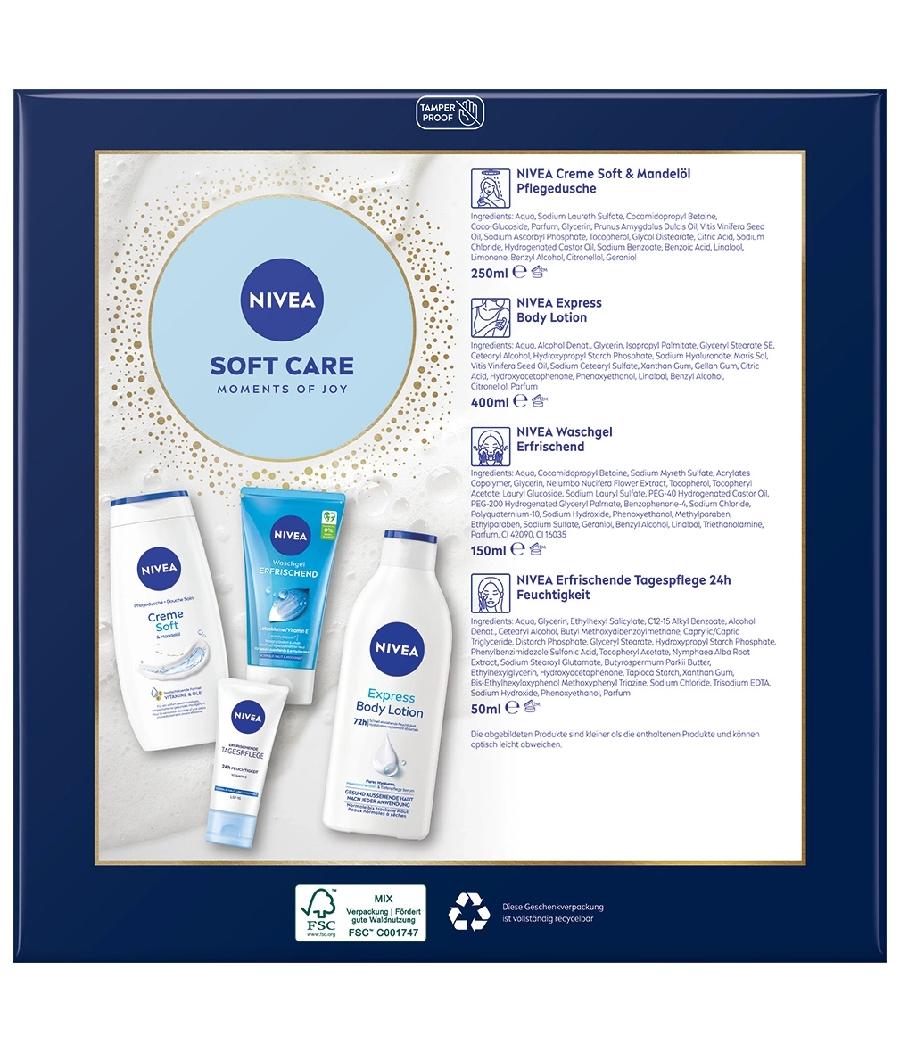 Nivea Geschenkset "Soft Care Moments of Joy" mit verschiedenen Pflegeprodukten