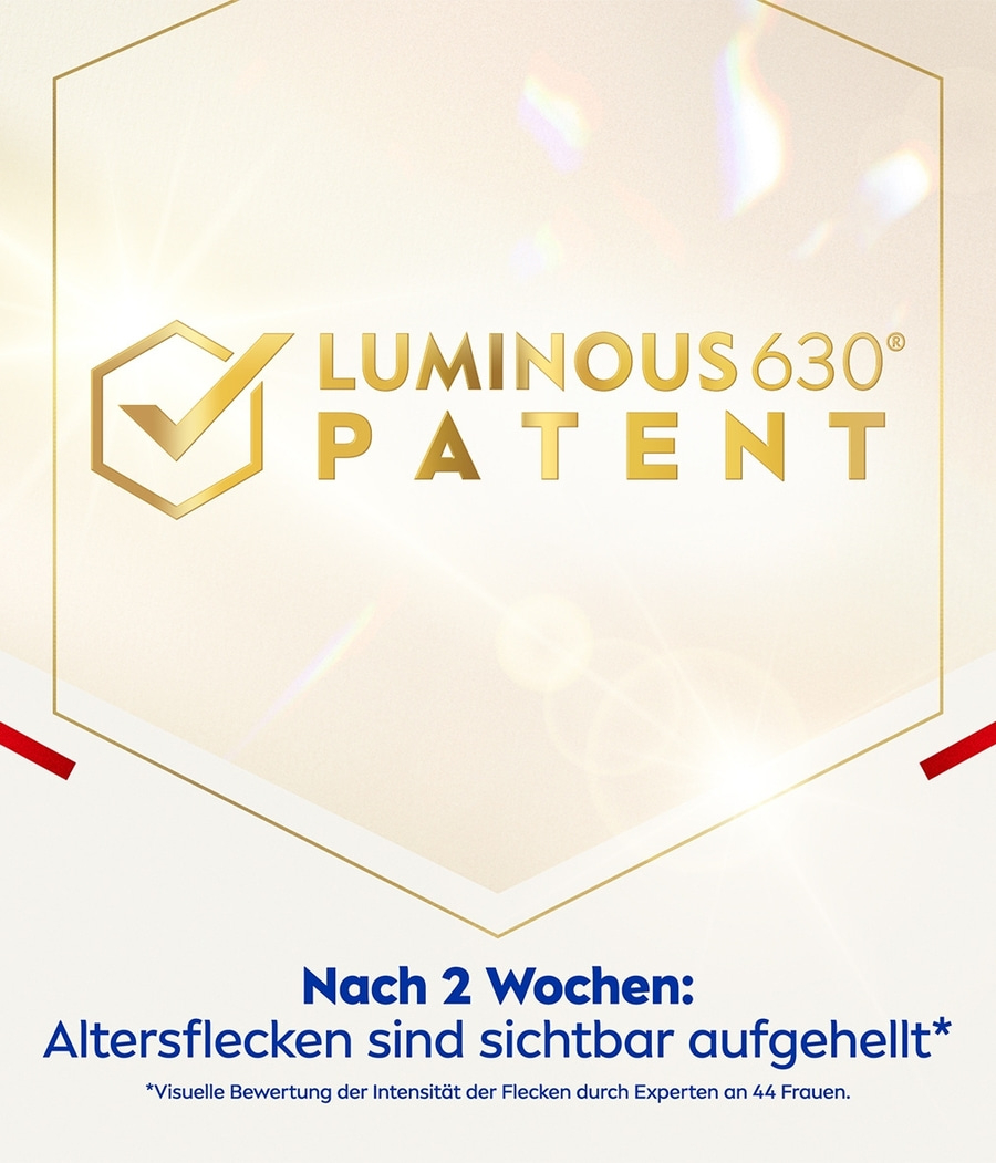 LUMINOUS 630° Patent, Altersflecken sichtbar aufgehellt nach 2 Wochen, Expertenbewertung.