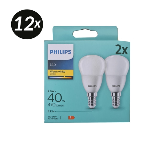 12x PHILIPS 2er Pack LED Leuchtmittel E14 40W Globus Lampen Leuchten 470lm NEU