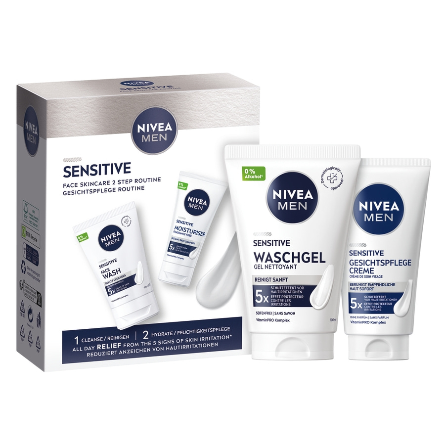 NIVEA MEN Sensitive Gesichtspflege Set Waschgel 100 ml + Gesichtscreme 50 ml NIVEA MEN Sensitive Gesichtspflege Set Waschgel 100 ml + Gesichtscreme 50 ml