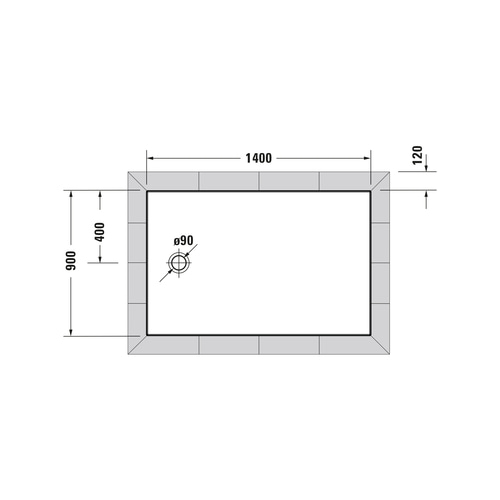 DURAVIT Bodenbündige Duschwanne Tempano 1400 x 900 mm Rechteck Weiß