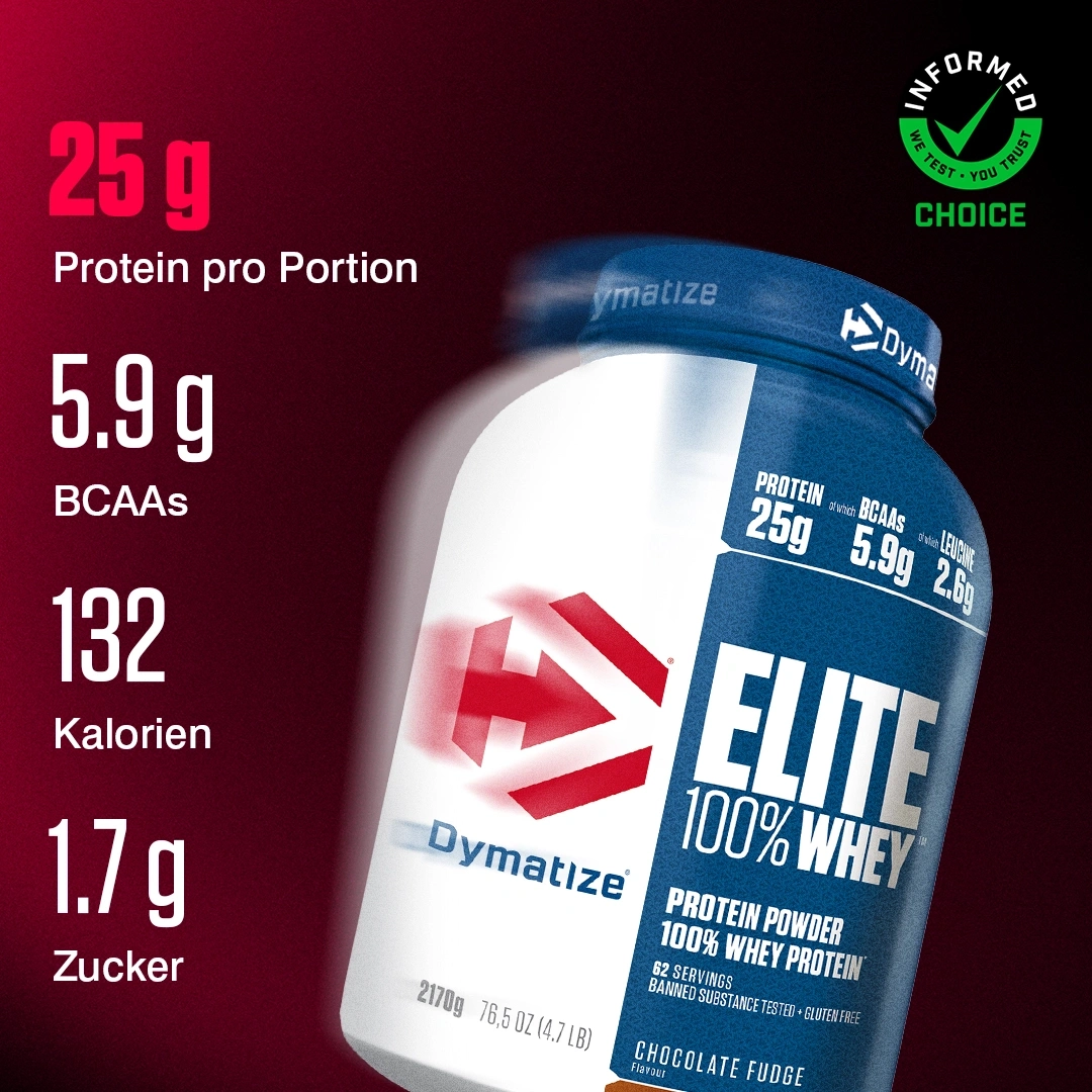 Dymatize Elite 100% Whey Proteinpulver in Schokoladenfudge-Geschmack