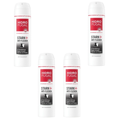 HIDROFUGAL Deo-Spray Stark + Anti-Flecken Anti-Transpirant-Schutz 4 x 150 ml