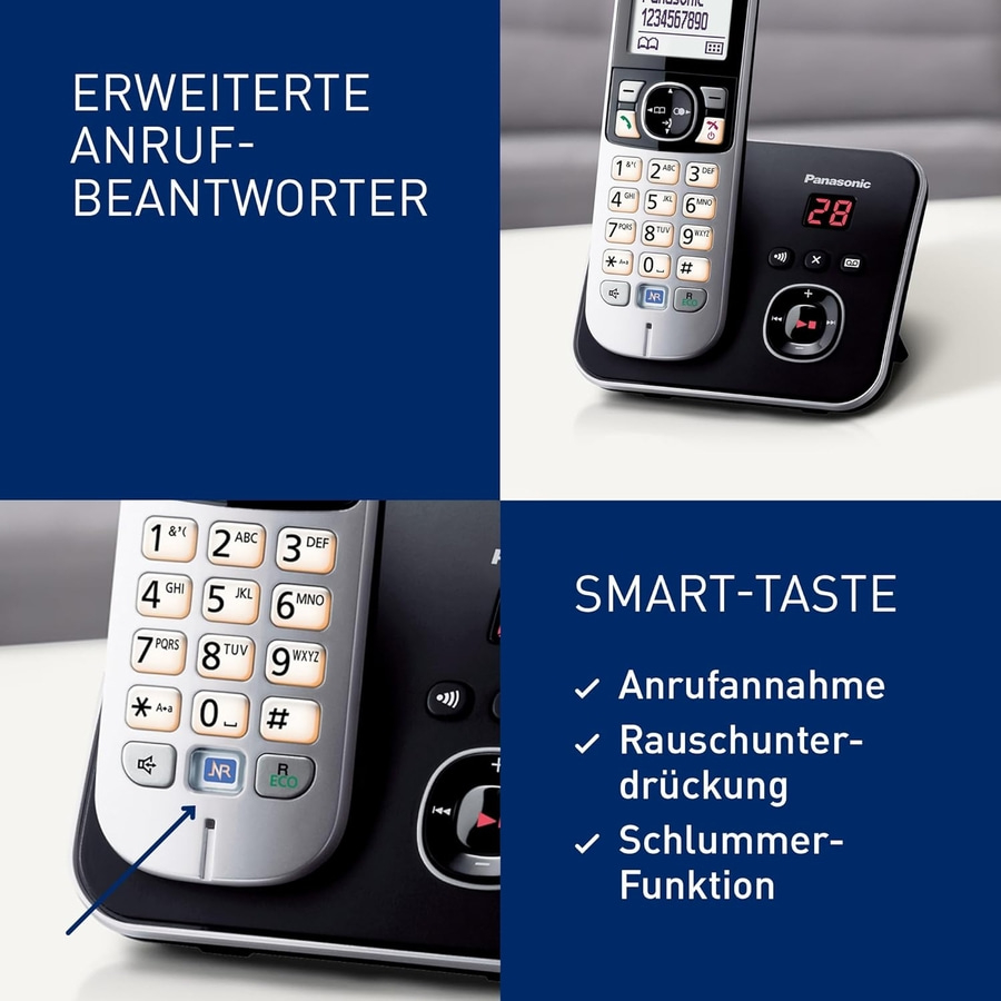 PANASONIC Haustelefon Telefon Schnurlos Festnetz Anrufbeantworter KX-TG6821GB