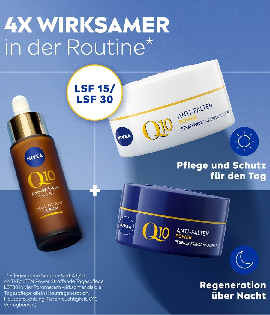 Nivea Q10 Anti-Falten-Pflege: Tages- und Nachtcreme für Gesichtspflege.