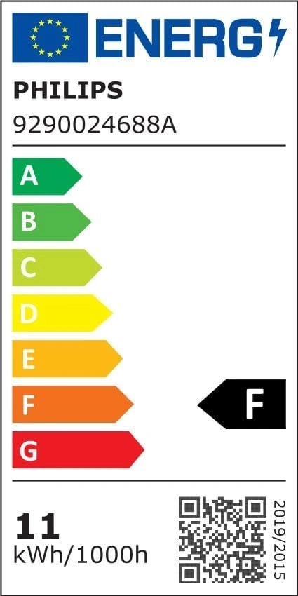 Energielabel von Philips, Energieeffizienzklasse F, 11 kWh/1000h