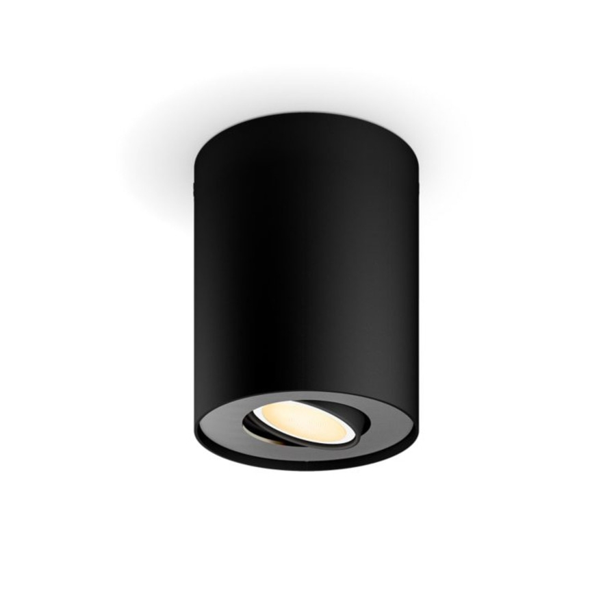 Schwarze zylindrische Deckenleuchte mit hellem Licht, modernes Design