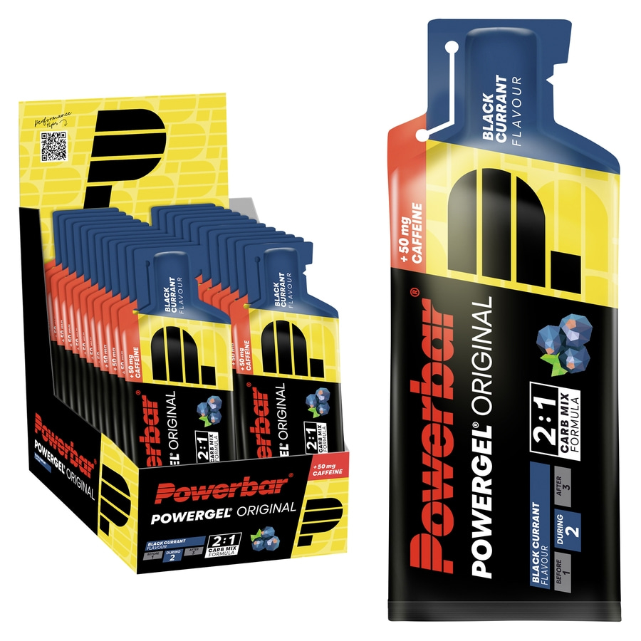 POWERBAR PowerGel Fruit Black Currant High Carb Energie Gel Natrium 24 x 41 g