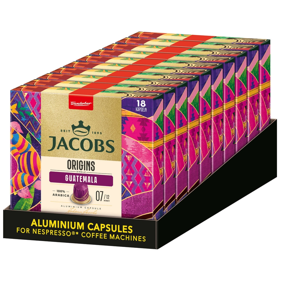JACOBS Kapseln Origins 7 Guatemala Nespresso®* kompatible Kaffeekapseln 10 x 18