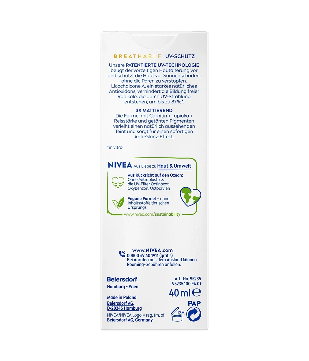NIVEA Sonnencreme mit LSF 50 und mattierendem Effekt.