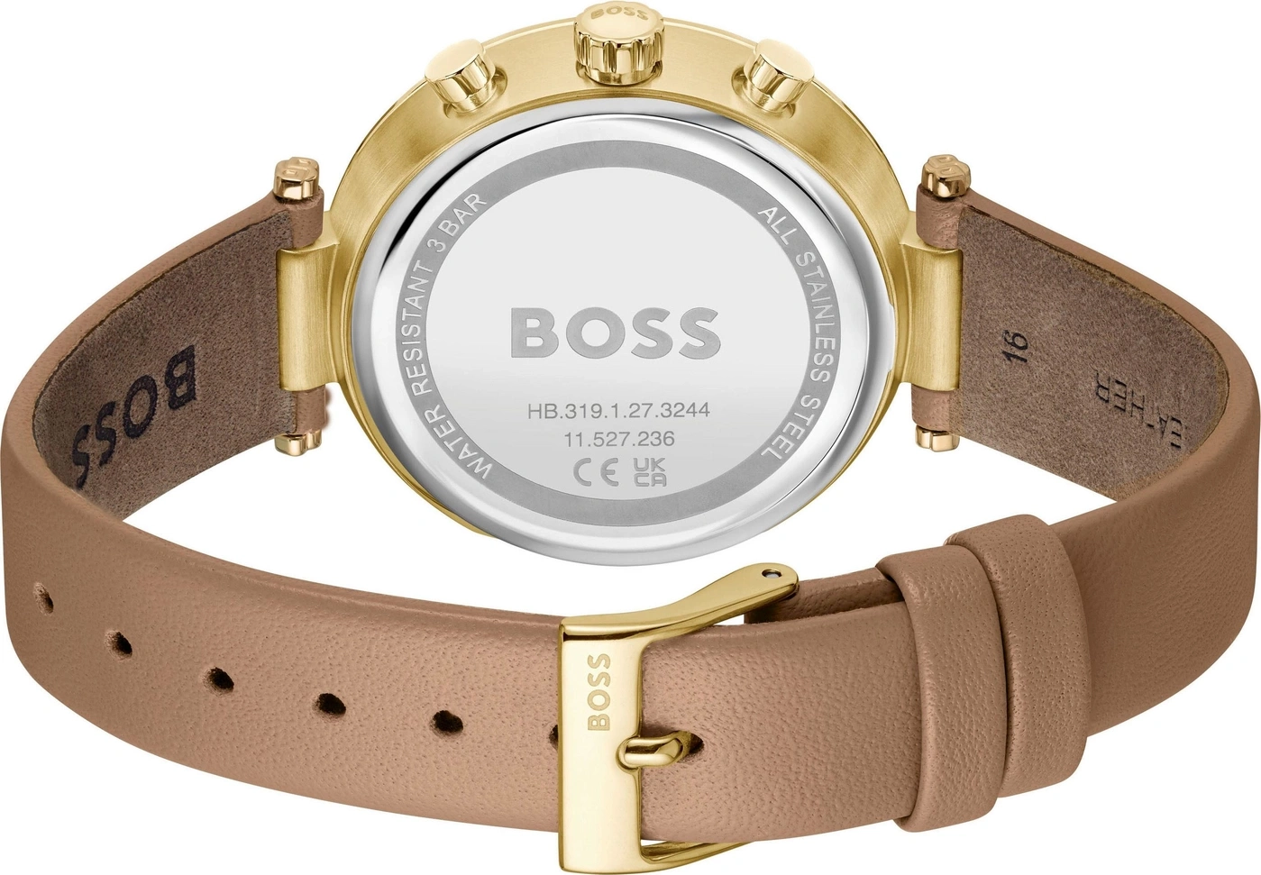 Boss armbanduhr mit Lederarmband und goldenem Gehäuse