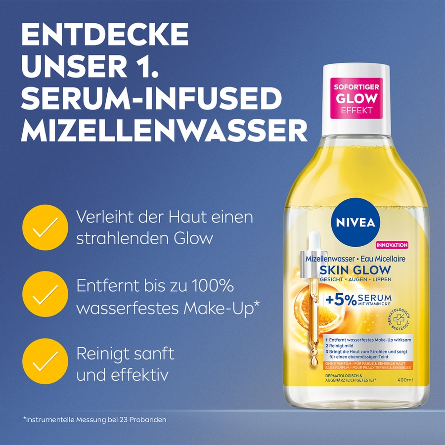 Nivea Mizellenwasser Skin Glow, entfernt Make-up, strahlender Glow