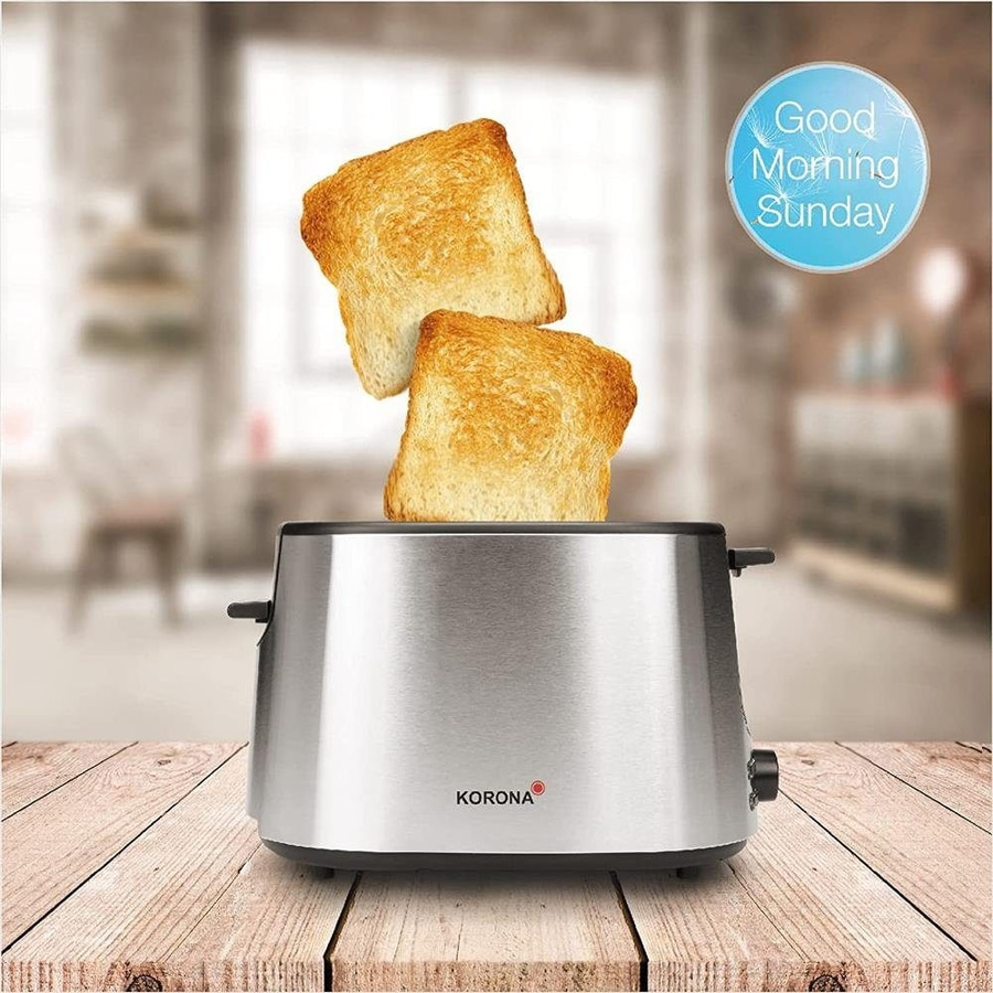 KORONA Toaster 21255 1000W Edelstahl Brötchenaufsatz Krümelschublade schwarz NEU