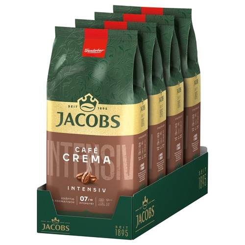 JACOBS Kaffeebohnen Expertenröstung Crema Intensiv 4 x 1 kg ganze Bohnen