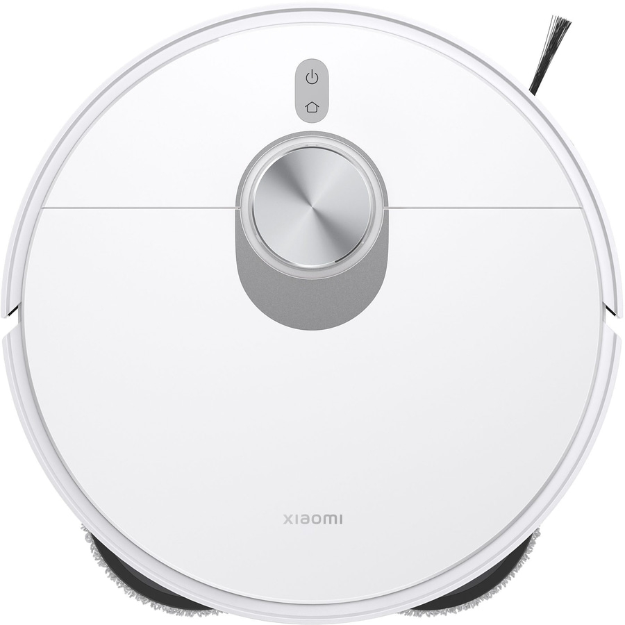 Weißer Roboterstaubsauger mit Xiaomi-Logo und Bedienfeld