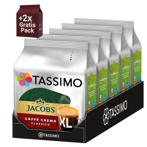 TASSIMO Kapseln Jacobs Caffè Crema Classico XL T Disc 5x16 Getränke +2x16 Gratis
