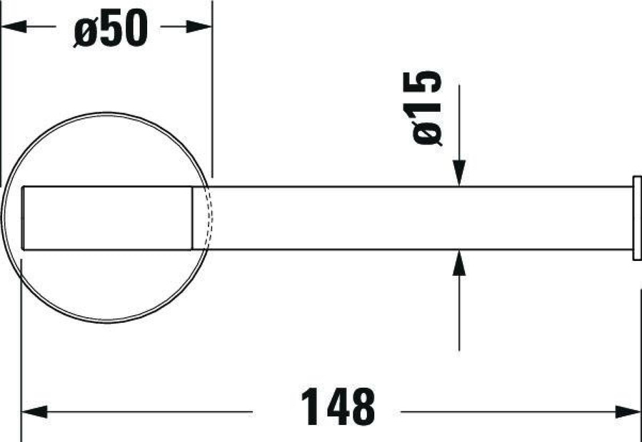 Zeichnung eines Metallrohrs mit den Maßen Ø50, Ø15 und 148 mm.