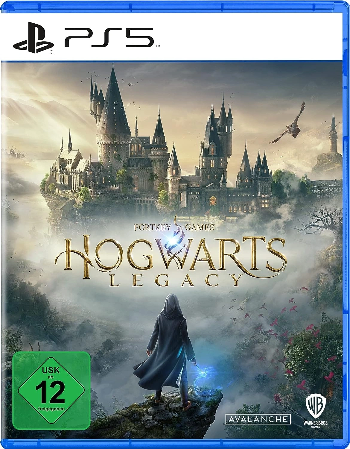 Hogwarts Legacy PS5 Spielcover mit USK-Logo und Warner Bros. Games Logo