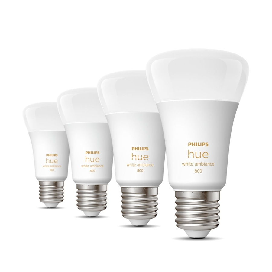 PHILIPS Hue White & Ambiance E27 4er Set LED Leuchten 800lm Smarte Leuchtmittel