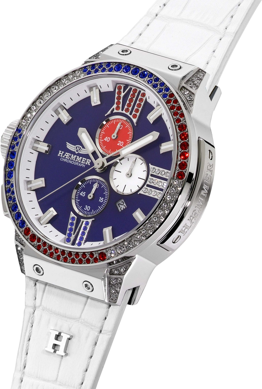 Haemmer Damenarmbanduhr E-018-W Quarz Saphirglas Zirkonia 45mm 10ATM B-WARE