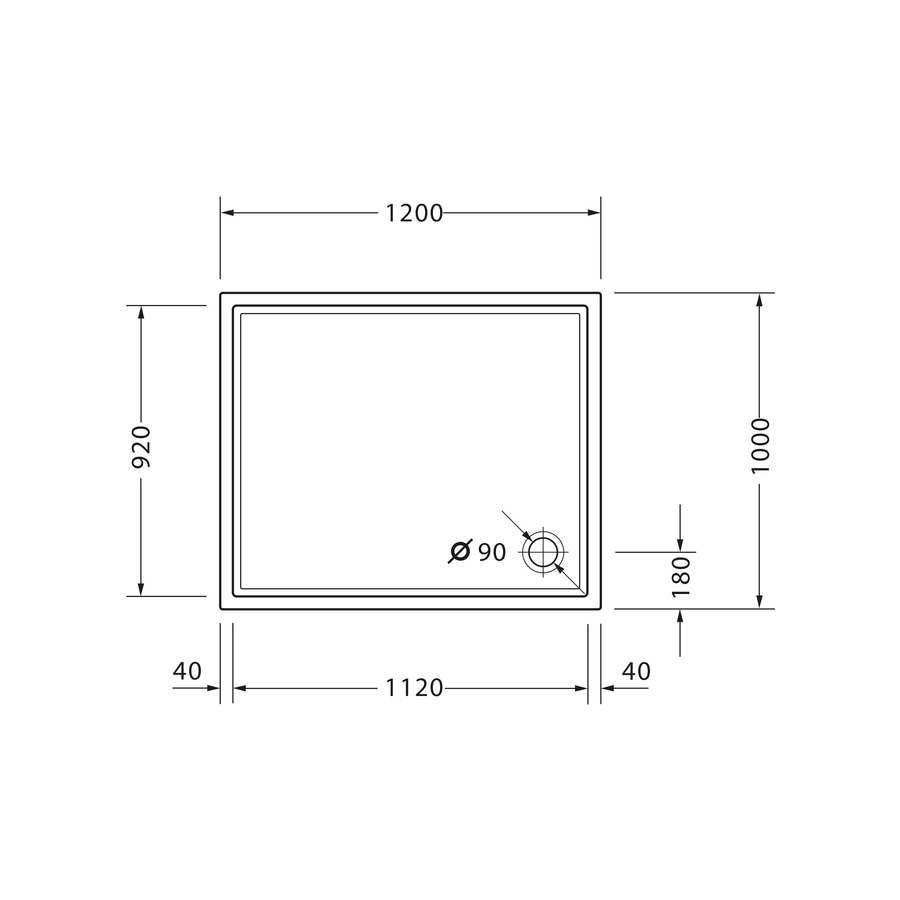 DURAVIT Duschwanne Starck Slimline 1200 x 1000 mm Weiß Ablaufdurchm. 90mm
