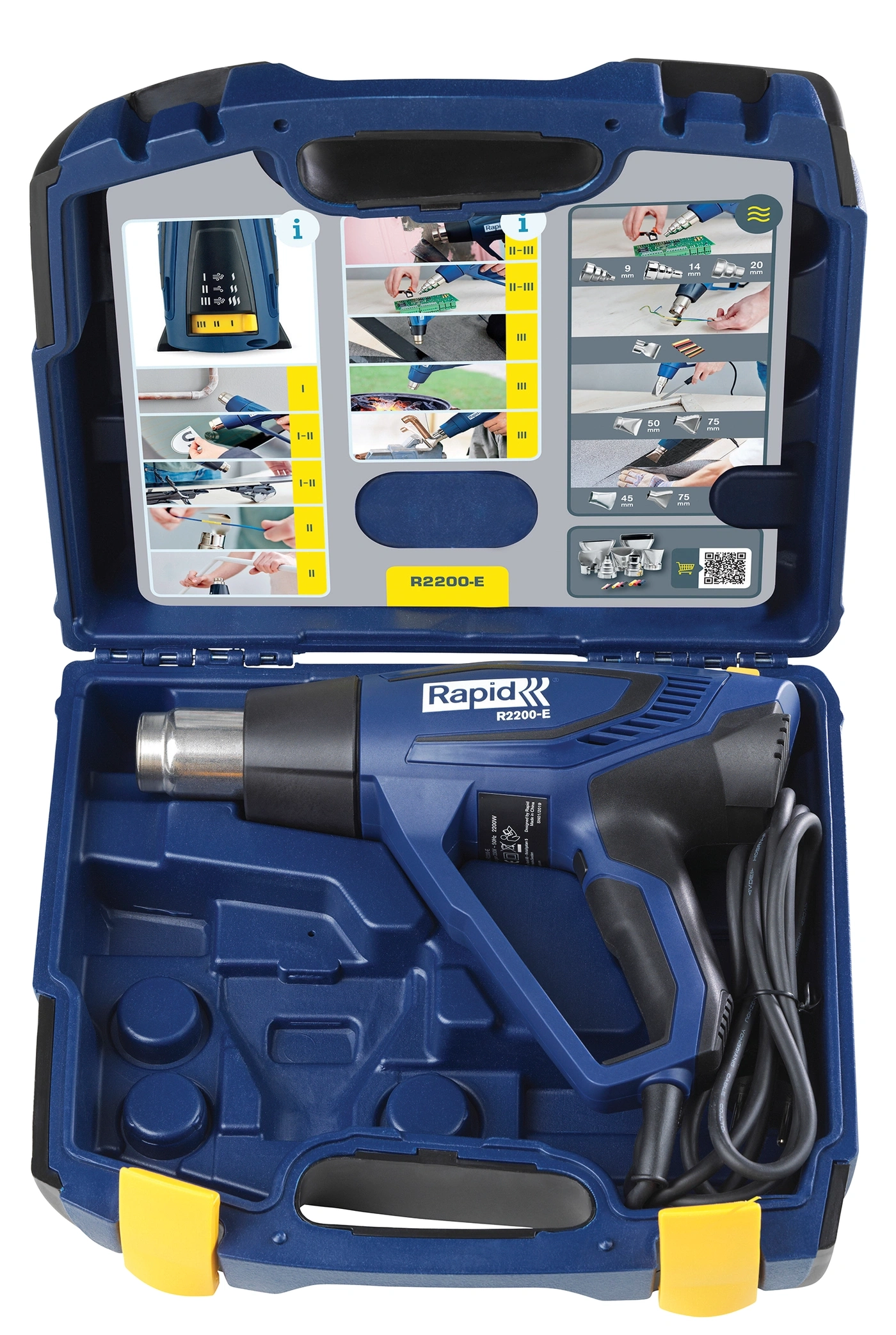 RAPID R2200-E Heißluftpistole 2200W Heißluftfön 60-650°C im Koffer Keramik Heiß