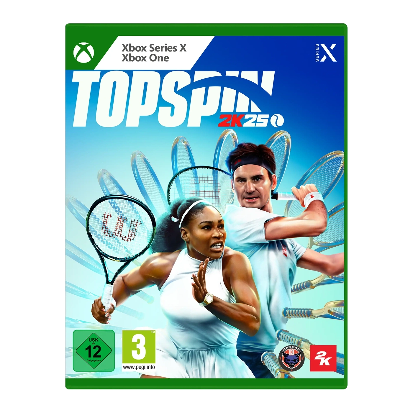 Topspin 2K25 Xbox Series X Cover mit Serena Williams und Roger Federer