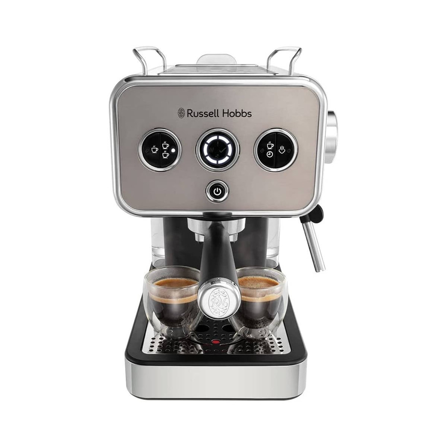 Espressomaschine von Russell Hobbs mit zwei Tassen Kaffee