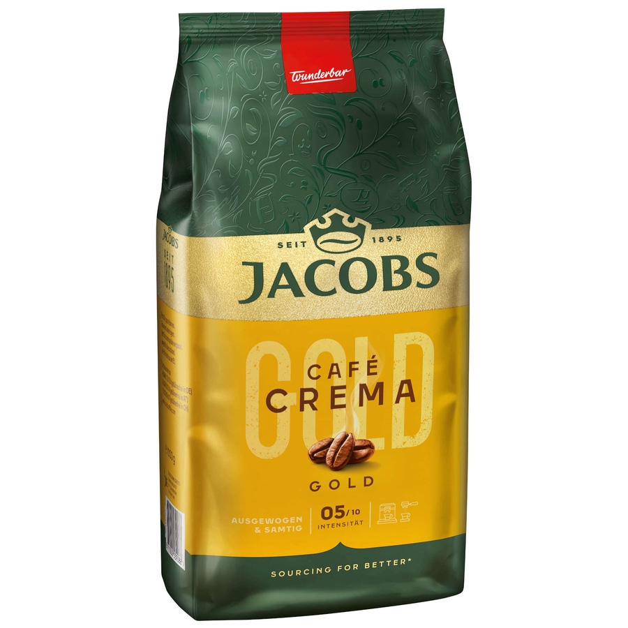 JACOBS Kaffeebohnen Expertenröstung Café Crema Gold ganze Bohnen geröstet 4x1 kg