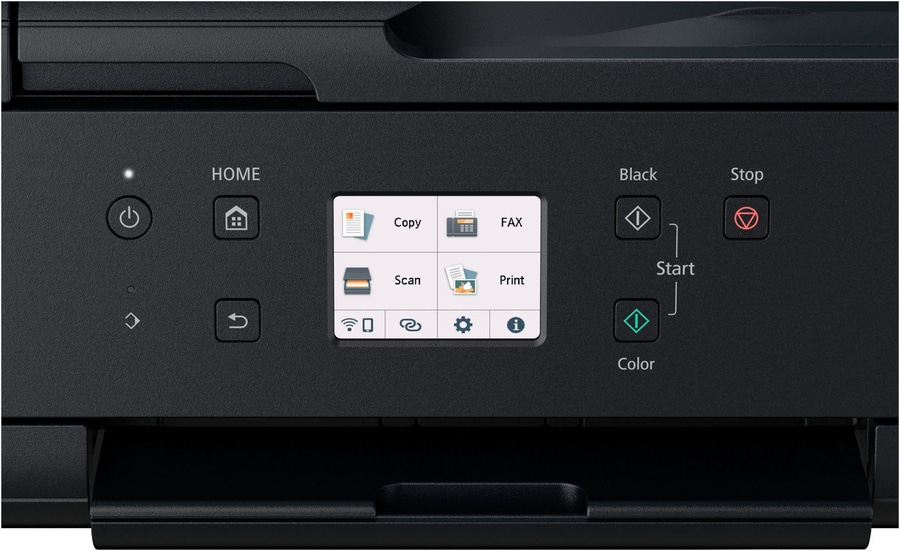 Canon PIXMA TR7650 Multifunktionsdrucker A4 4800 x 1200 DPI WLAN CLOUD Drucker mit Home-Taste, Kopier-, Fax-, Scan- und Druckfunktionen sowie Farb- und Schwarzstarttasten.