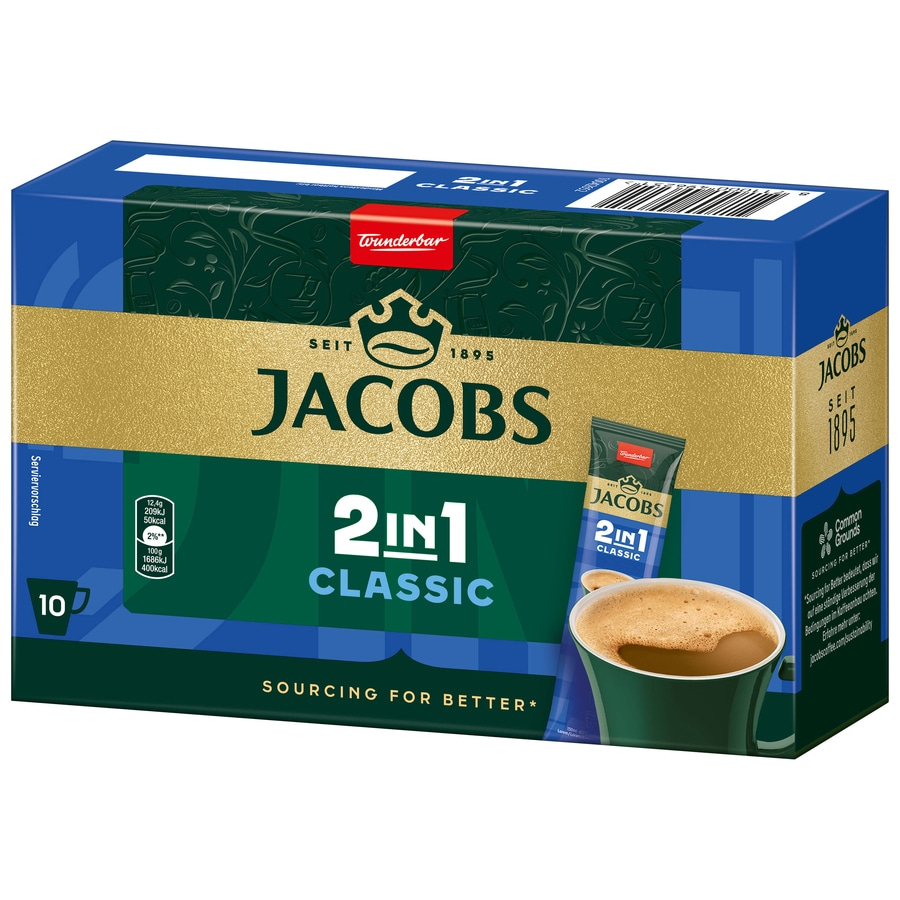 Jacobs 2in1 Classic Kaffee-Packung mit 10 Beuteln, Sourcing for Better.