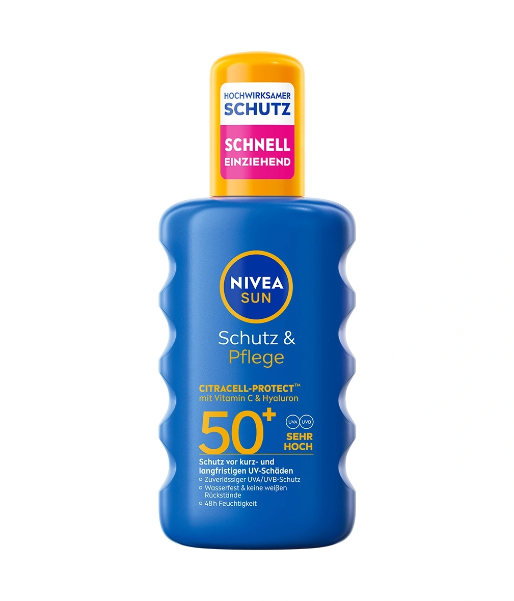 Nivea Sun Schutz & Pflege Sonnenschutzmittel mit LSF 50+ für sofortigen Schutz.