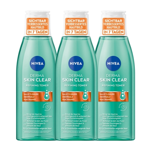 3 x NIVEA Derma Skin Clear Refining Toner 200 ml